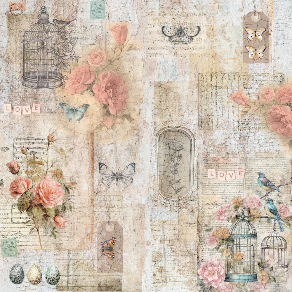 Distressed Florals Paper Pad 12"X12"