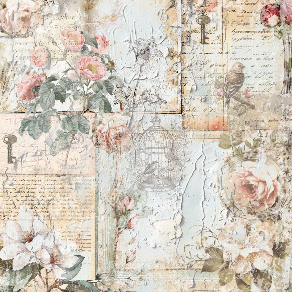 Distressed Florals Paper Pad 12"X12"