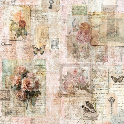 Distressed Florals Paper Pad 12"X12"