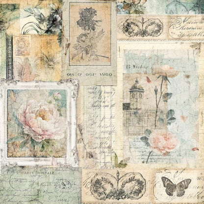 Distressed Florals Paper Pad 12"X12"