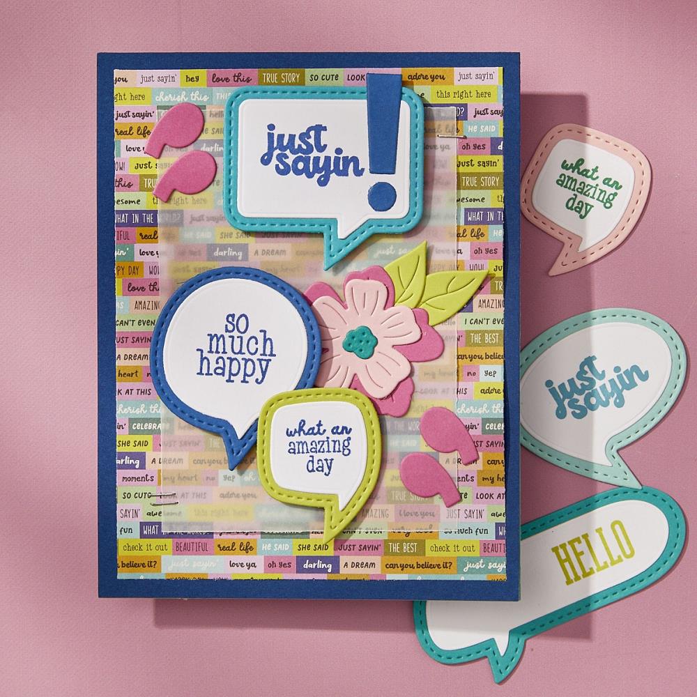 Spellbinders Etched Dies Just Sayin' by Kelly Bangs - Speech Bubbles