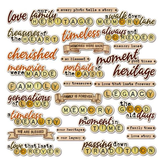 Nostalgic Memories Chipboard Words by Dennis Bruton