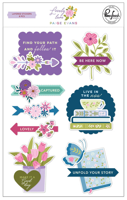 Pinkfresh Studio Lovely Lane: Layered Stickers Paige Evans