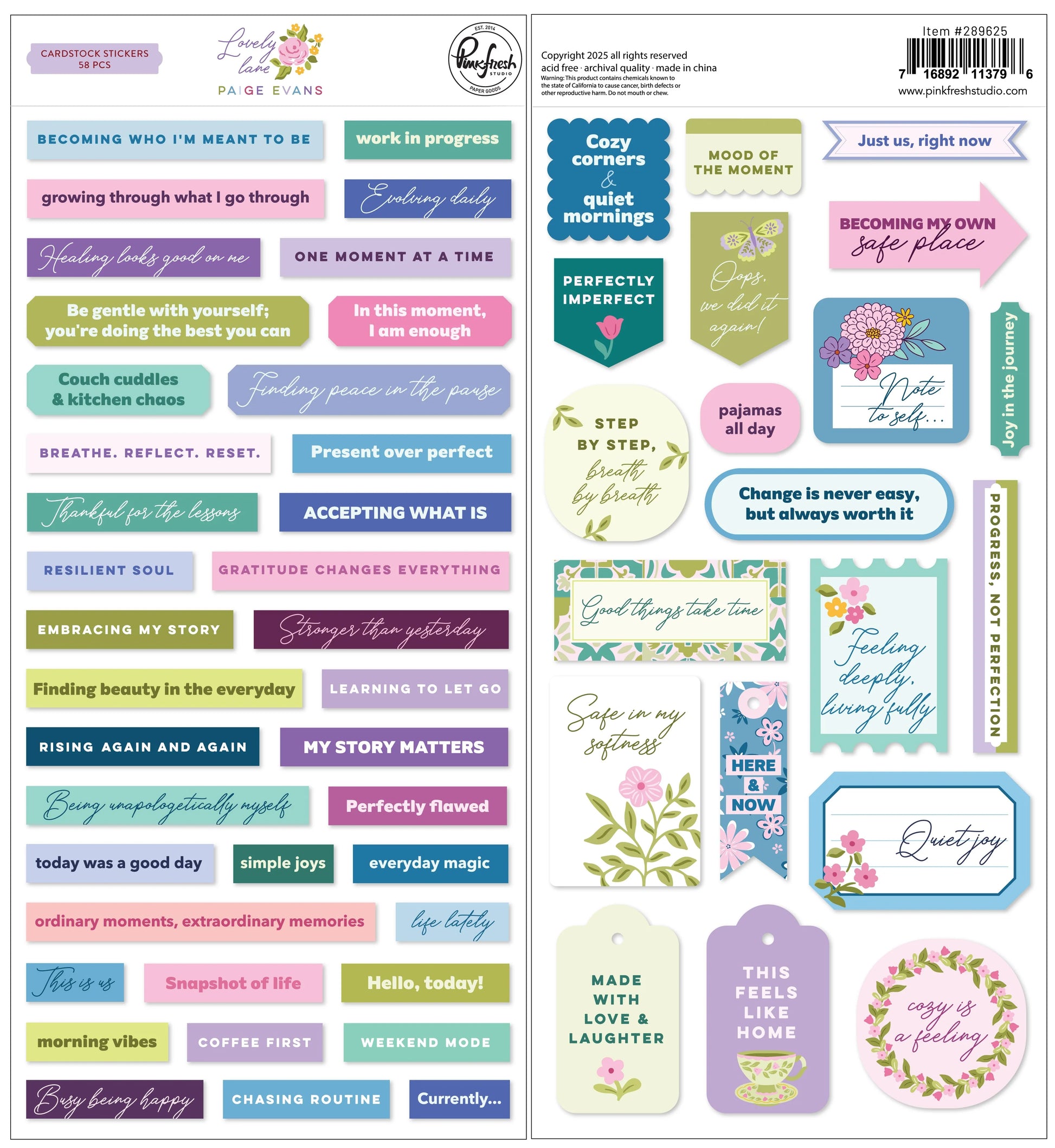 Pinkfresh Studio Lovely Lane: Cardstock Stickers Paige Evans