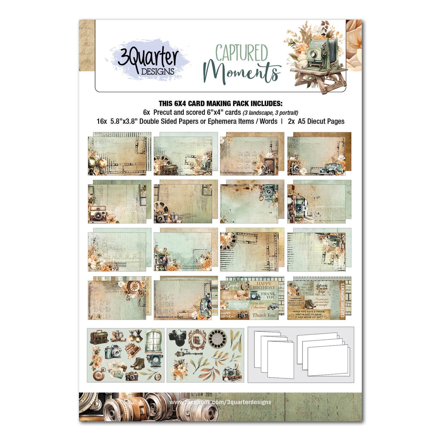 3Quarter Designs - Captured Moments - 6x4 Card Pack