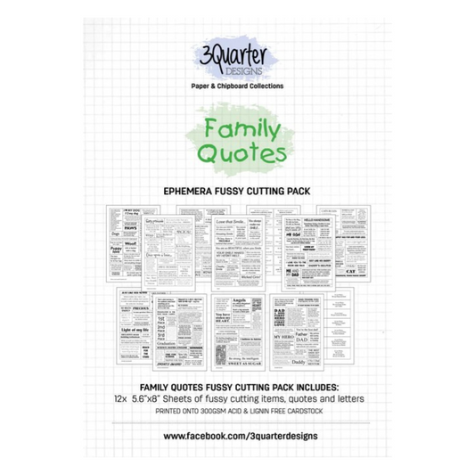 3Quarter Designs - Ephemera Fussy Cutting Pack - Family Quotes