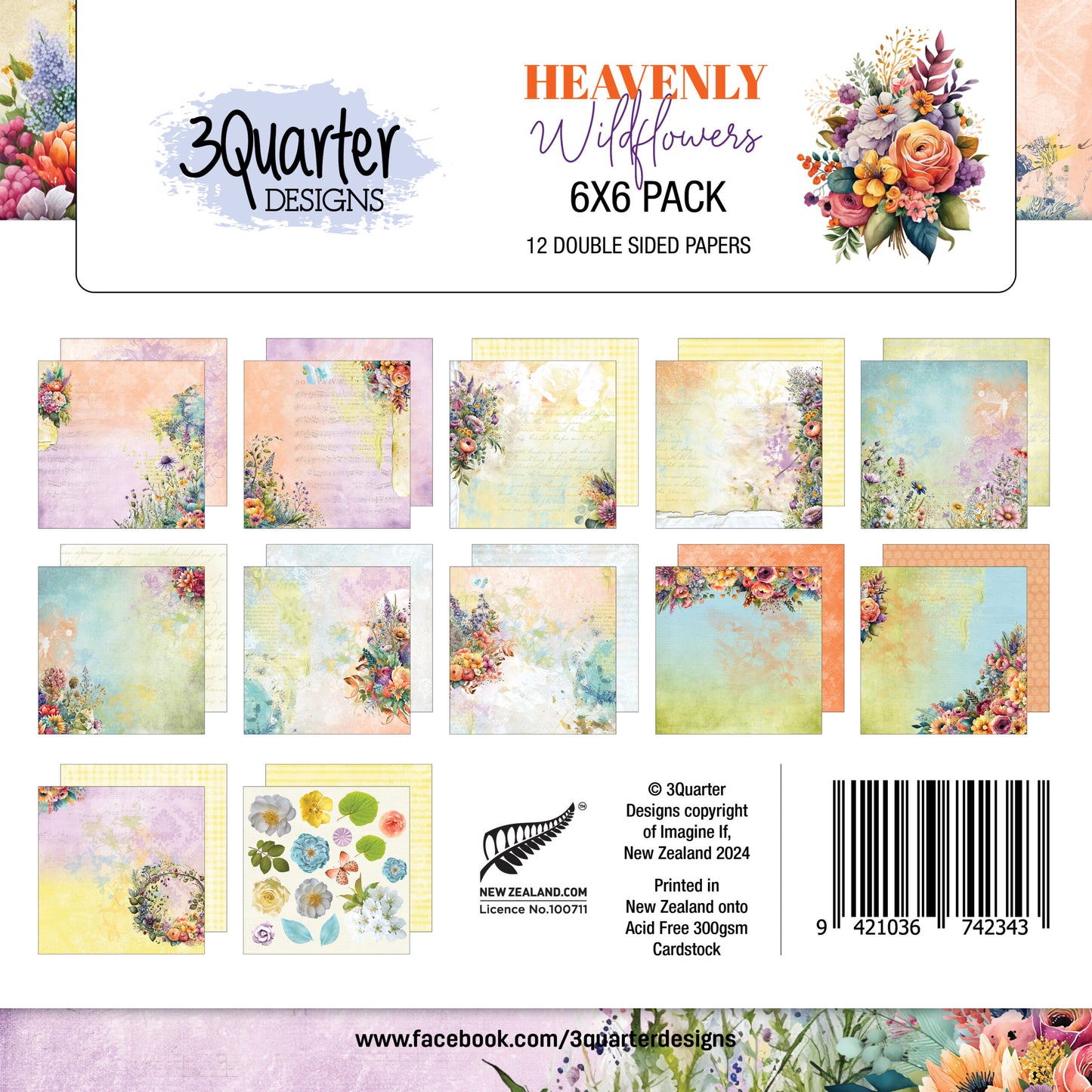 3Quarter Designs - Heavenly Wildflower 6x6 Pack