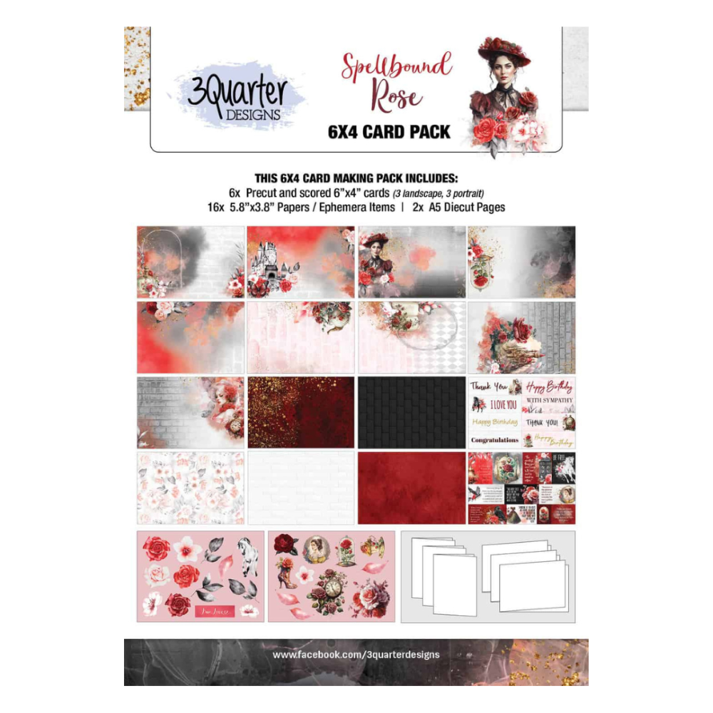 3Quarter Designs - Spellbound Rose - 6x4 Card Pack