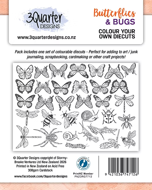 3Quarter Designs – Butterflies & Bugs Colour Your Own Die Cuts