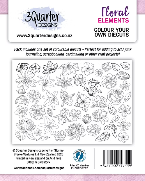 3Quarter Designs – Floral Elements Colour Your Own Die Cuts