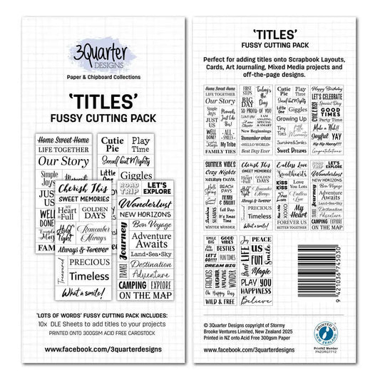 3Quarter Designs – “Titles” Fussy Cutting Pack