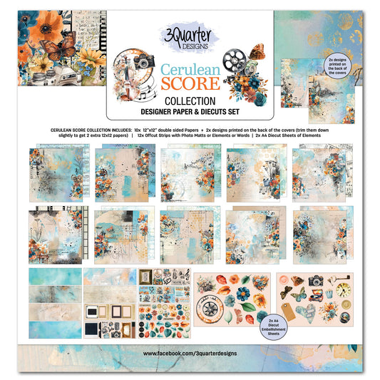 3Quarters Designs - Cerulean Score - 12"x12" Pack