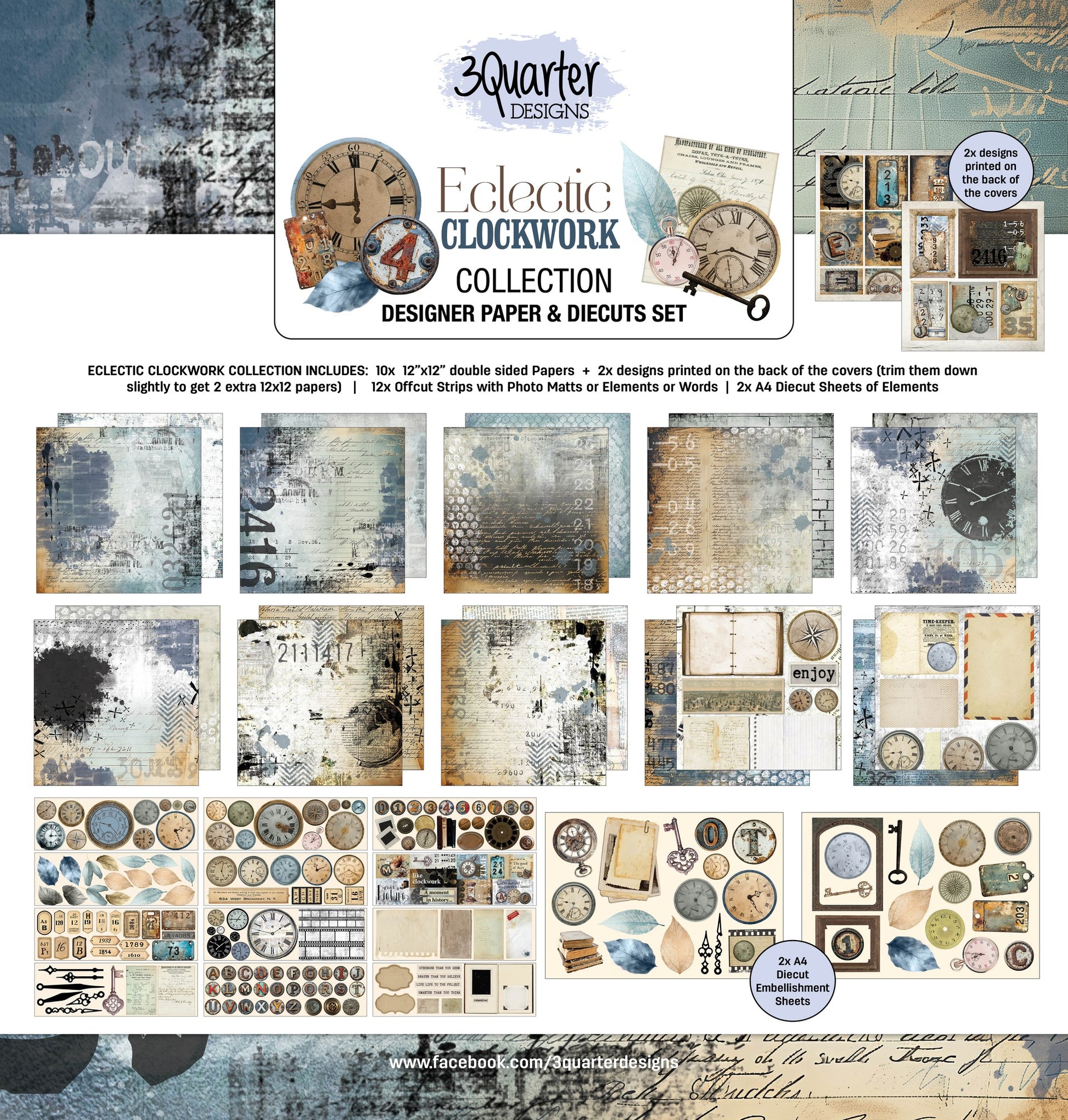 3Quarters Designs - Eclectic Clockwork - 12"x12" Pack