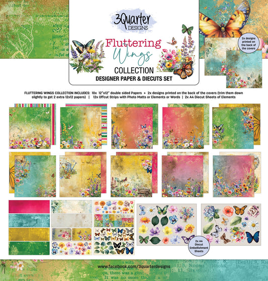 3Quarters Designs - Fluttering Wings - 12"x12" Pack