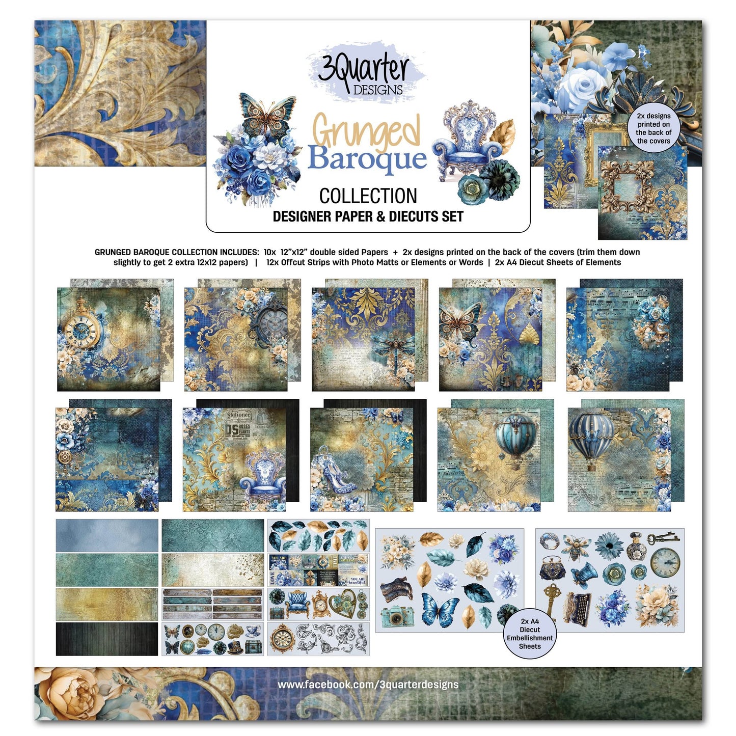 3Quarters Designs - Grunged Baroque - 12"x12" Pack