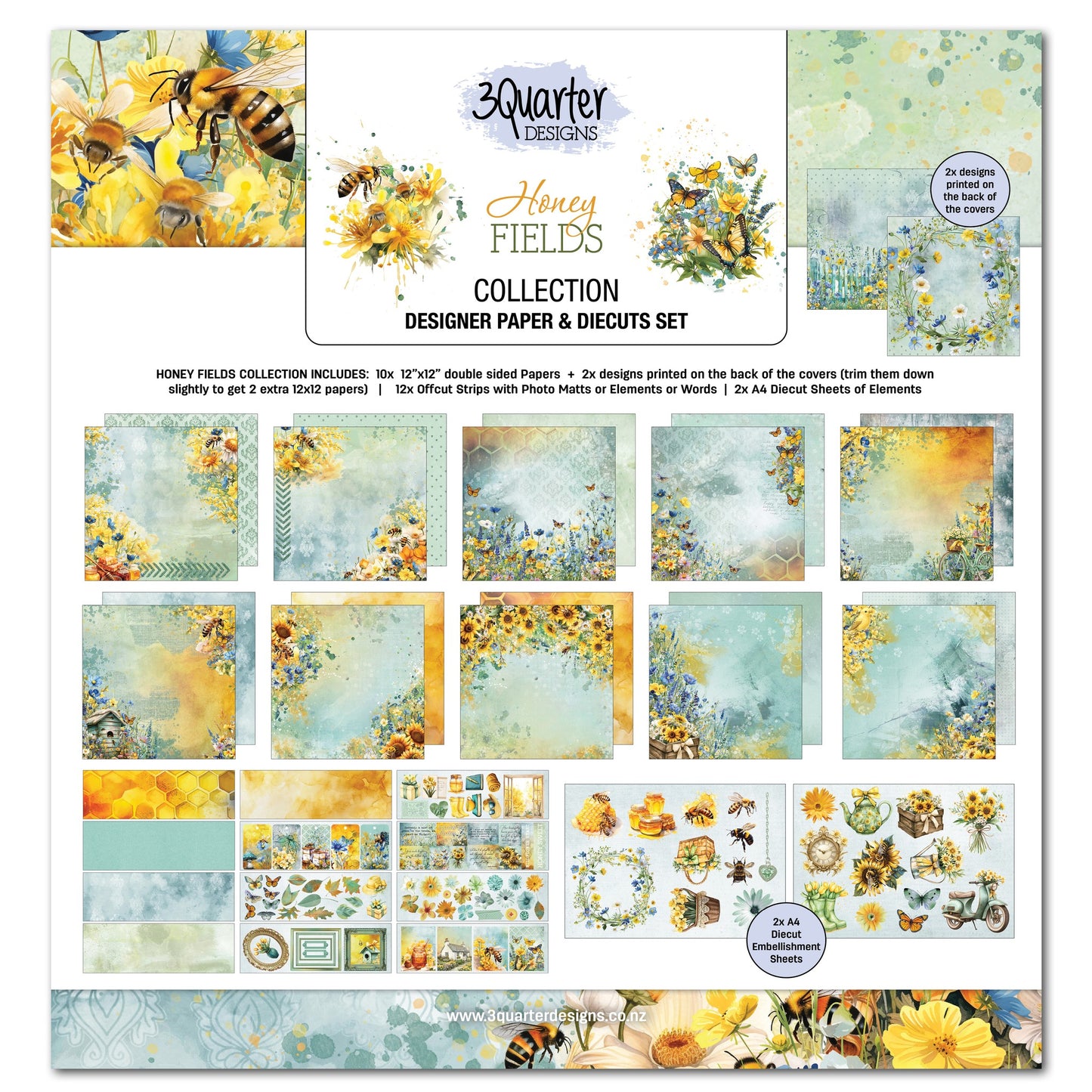 3Quarters Designs - Honey Fields - 12"x12" Pack