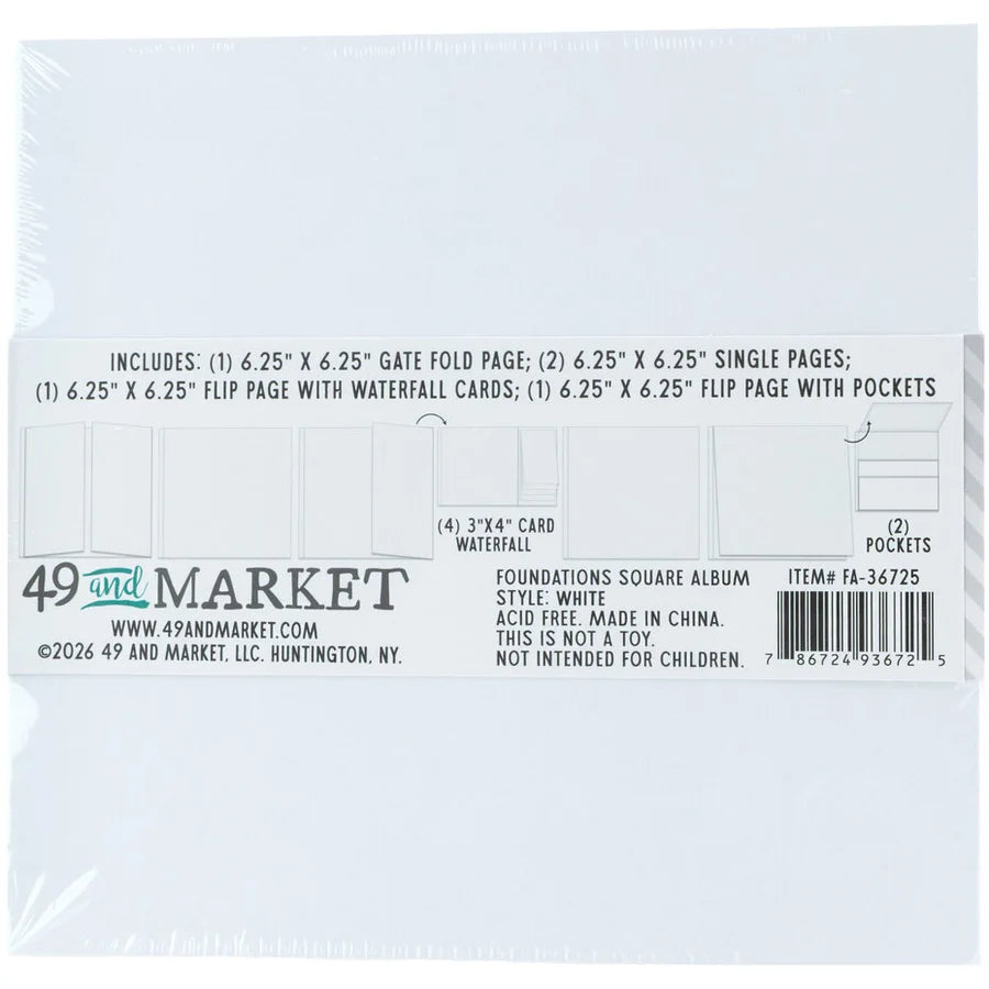 49 and Market – Foundations Square Album 6" x 6" – White