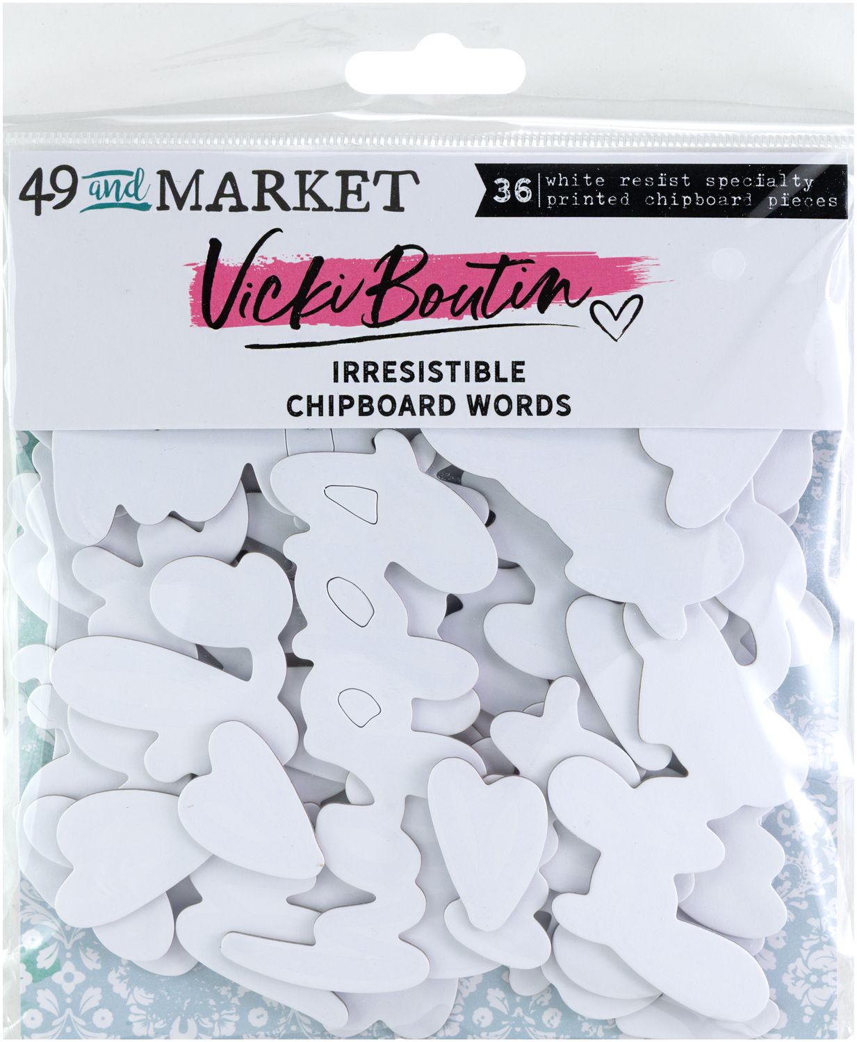 49 And Market Chipboard Set - Irresistible Chipboard Word by Vicki Boutin