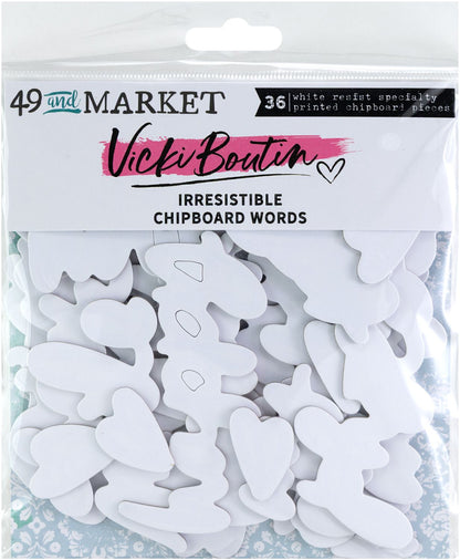 49 And Market Chipboard Set - Irresistible Chipboard Word by Vicki Boutin