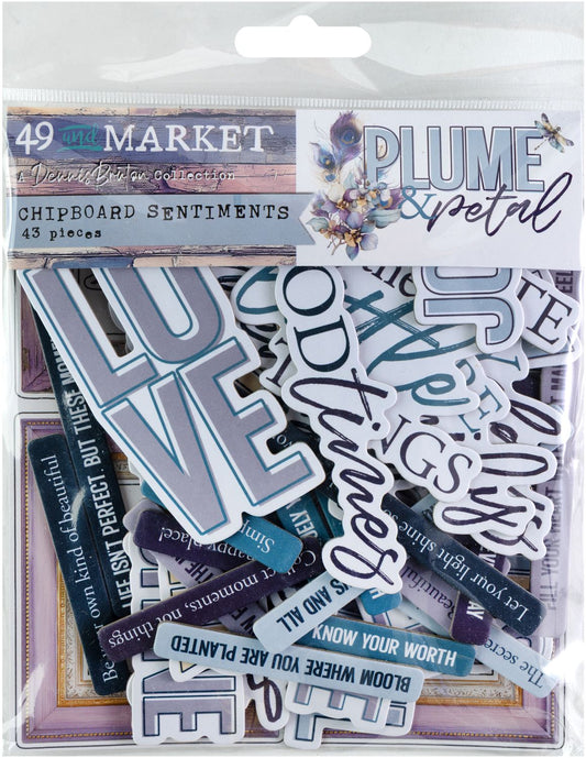 49 and Market - Plume & Petal Chipboard Sentiments by Dennis Bruton
