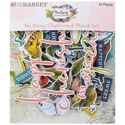 49 and Market Birdsong Chipboard Mixed Set