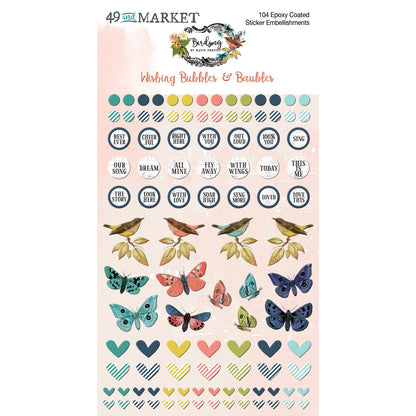 49 and Market Birdsong Stickers - Wishing Bubbles & Baubles