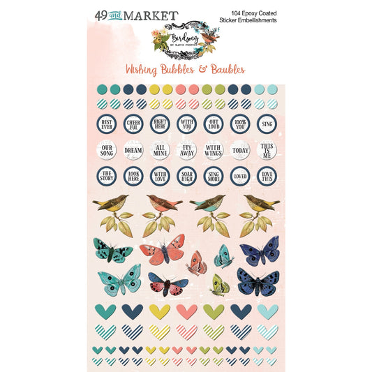 49 and Market Birdsong Stickers - Wishing Bubbles & Baubles
