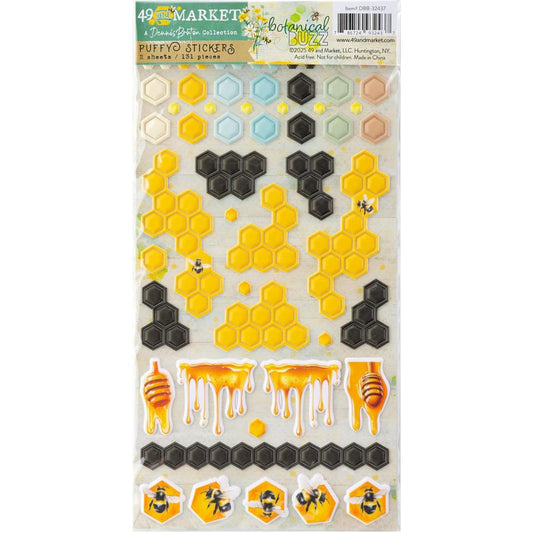 49 and Market Botanical Buzz Puffy Stickers By Dennis Bruton