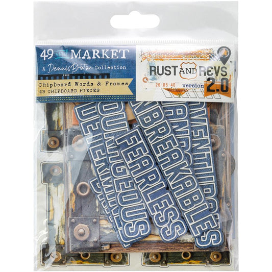 49 and Market Rust and Revs 2.0 Chipboard Words and Frames by Dennis Bruton