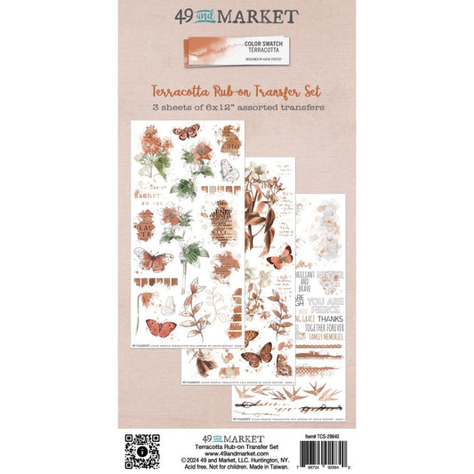 49 and Market Terracotta Rub-On Transfer Set