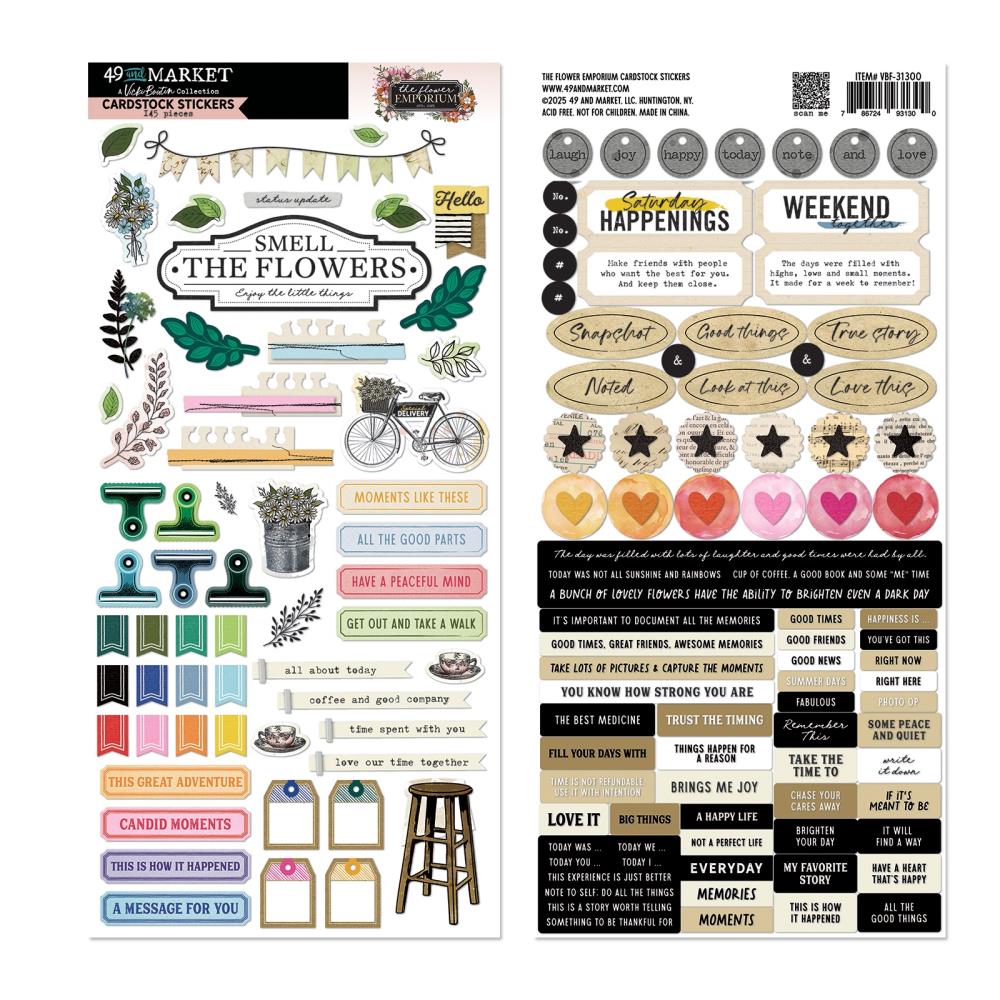 49 and Market The Flower Emporium Die-Cuts Cardstock Stickers By Vicki Boutin