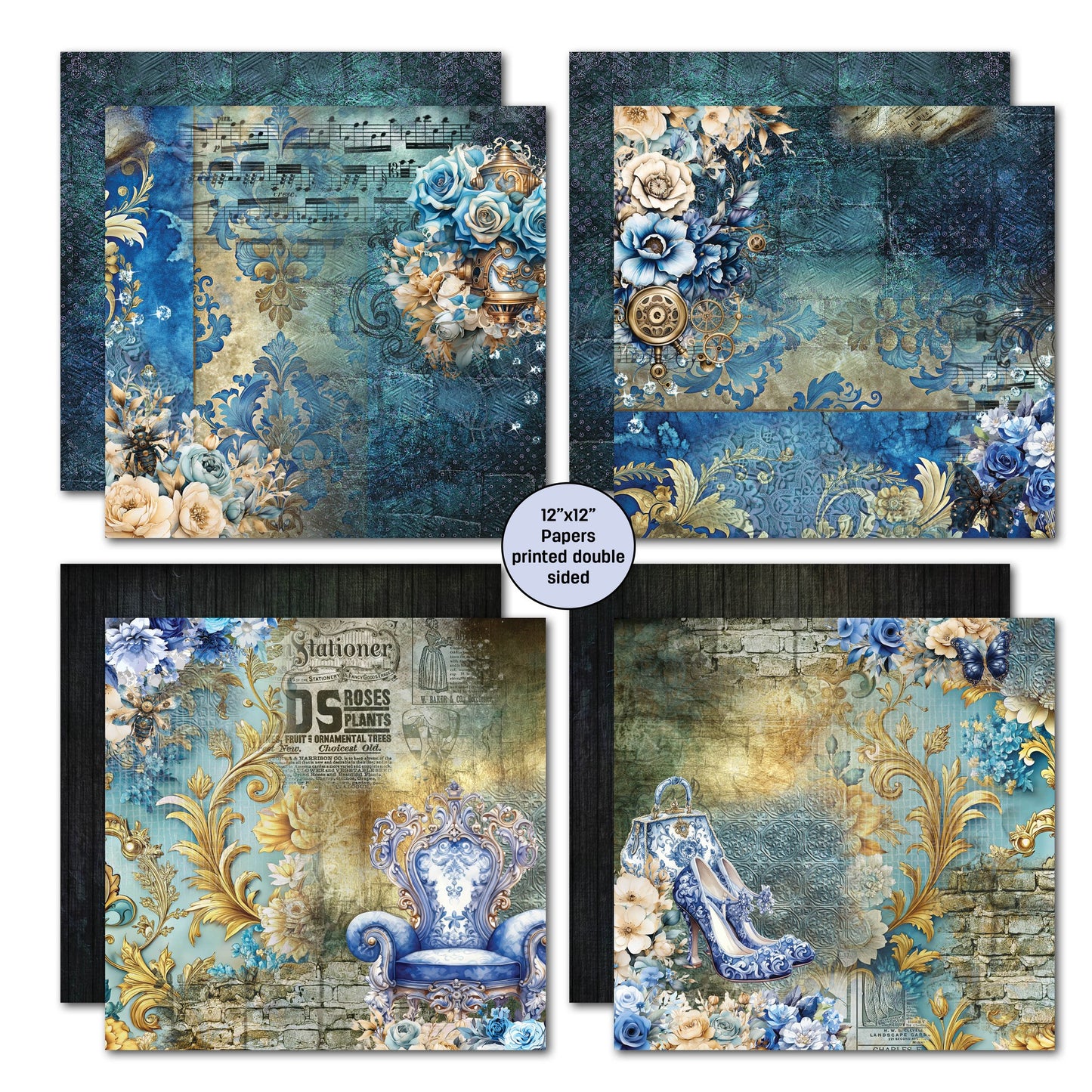 3Quarters Designs - Grunged Baroque - 12"x12" Pack