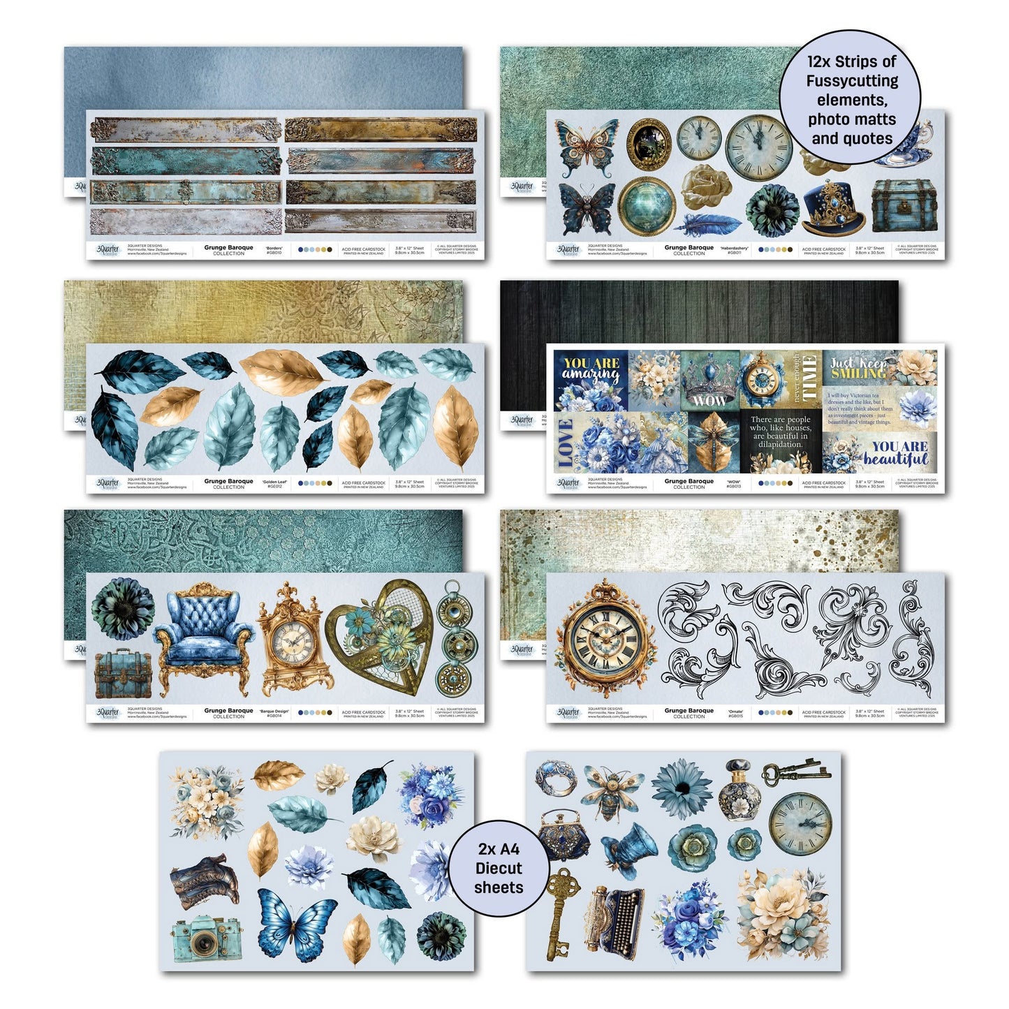 3Quarters Designs - Grunged Baroque - 12"x12" Pack