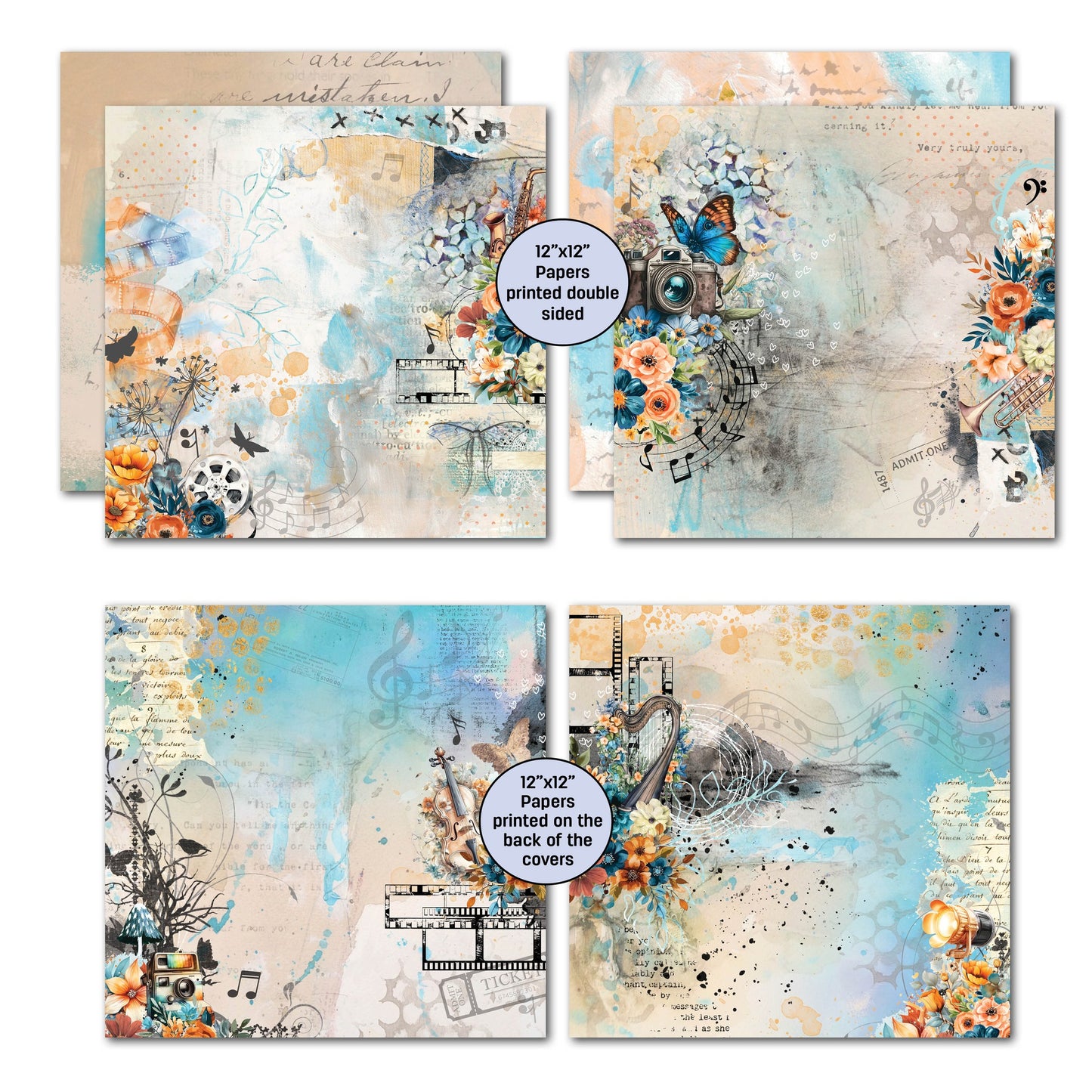 3Quarters Designs - Cerulean Score - 12"x12" Pack