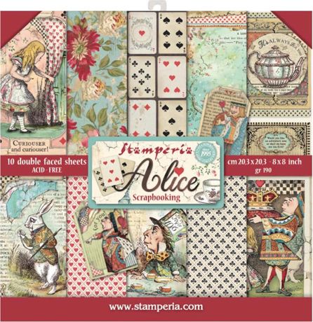 Alice In Wonderland - Stamperia Double-Sided Paper Pad 8"X8" 10/Pkg
