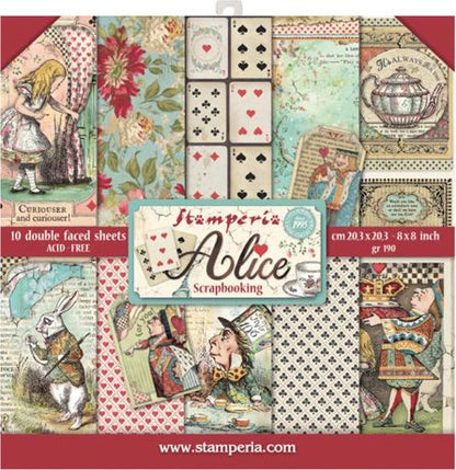 Alice In Wonderland - Stamperia Double-Sided Paper Pad 8"X8" 10/Pkg