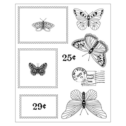 Sizzix 49 and Market – Clear Stamps & Framelits Dies Set – Postage Wings