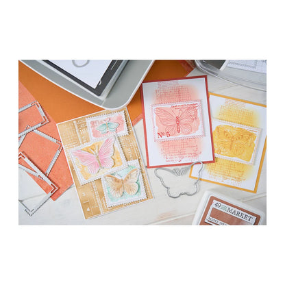 Sizzix 49 and Market – Clear Stamps & Framelits Dies Set – Postage Wings