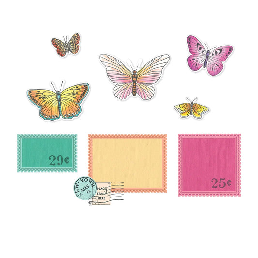 Sizzix 49 and Market – Clear Stamps & Framelits Dies Set – Postage Wings