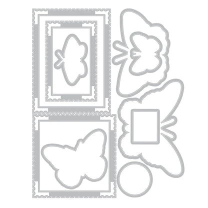 Sizzix 49 and Market – Clear Stamps & Framelits Dies Set – Postage Wings