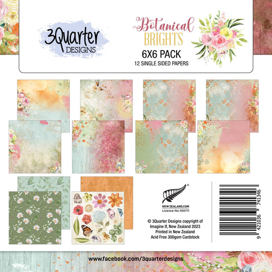 3Quarter Designs - Botanical Brights Collection - 6"x6" Pack