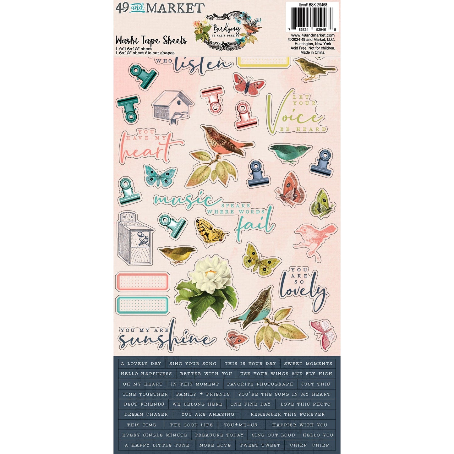 Birdsong Washi Tape Sheet