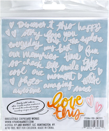 49 And Market Chipboard Set - Irresistible Chipboard Word by Vicki Boutin