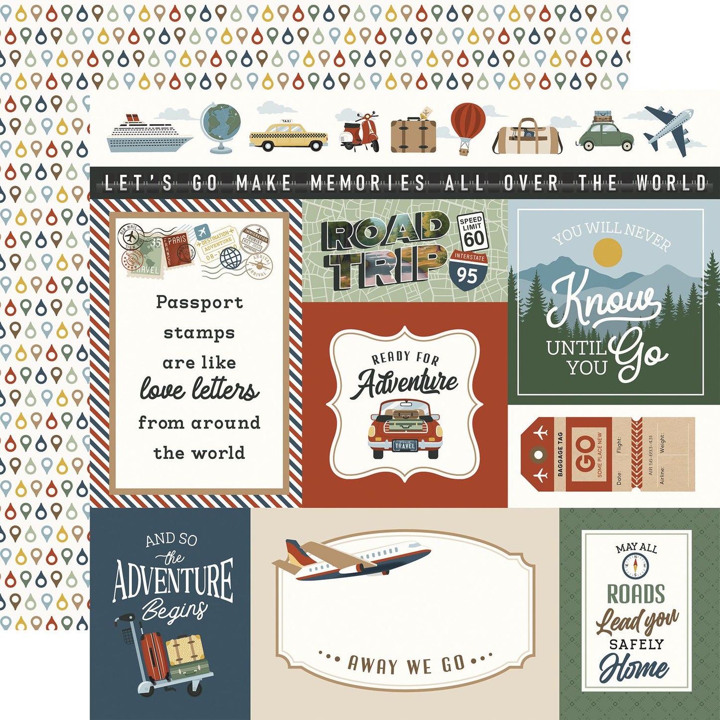 It's Time To Travel Collection Paper Pack 12"X12"