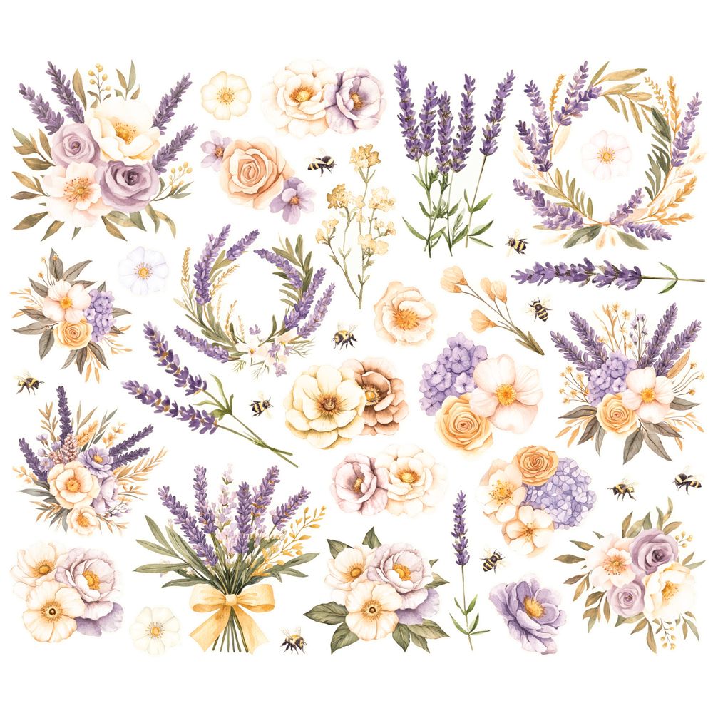 Floral Bits Die Cuts - Simple Vintage Lavender Fields