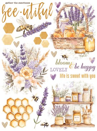Simple Stories Rub Ons - Simple Vintage Lavender Fields