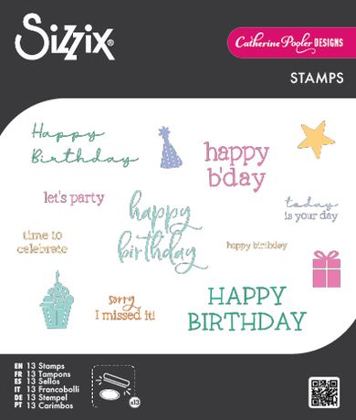 Sizzix Clear Stamps Set by Catherine Pooler - Birthday Sentiments