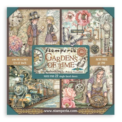 Gardens of Time - Stamperia Single-Sided Paper Pad 12"x12"