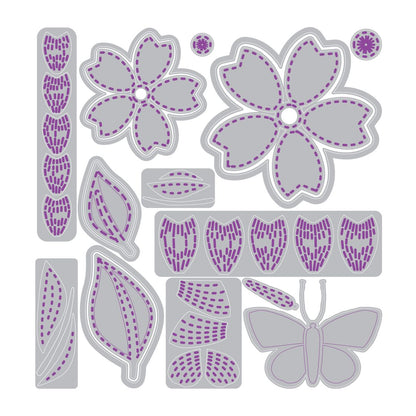Sizzix Thinlits Die Set - Stitched Floral by Vicki Boutin