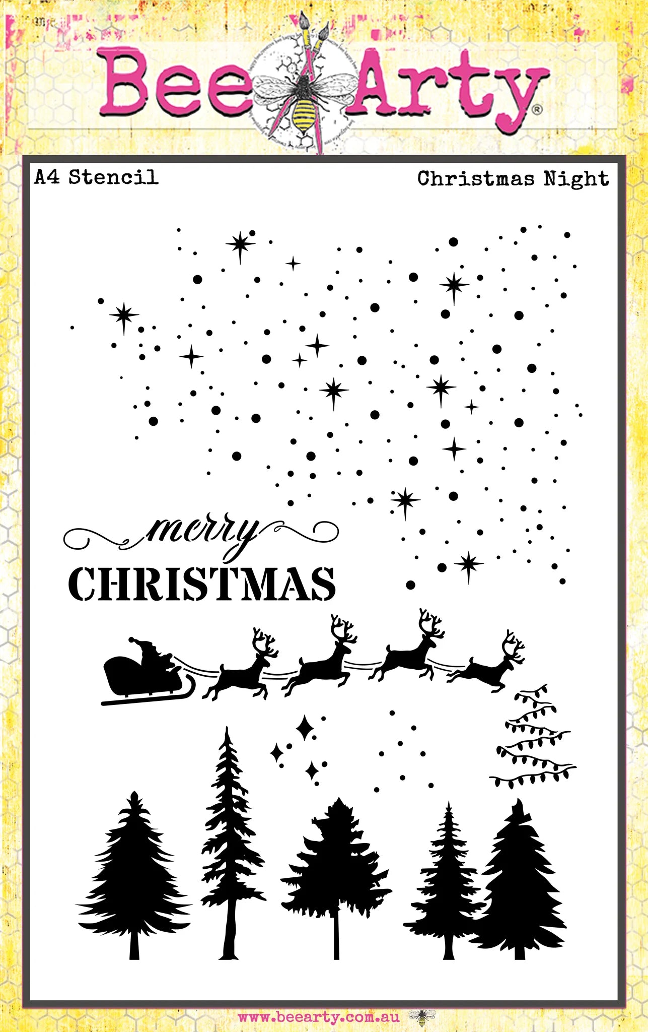 Bee Arty - Christmas Night - A4 Stencil
